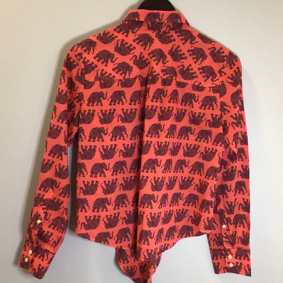 J Crew Elephant Print Tie Front Shirt - Picture 9 of 11